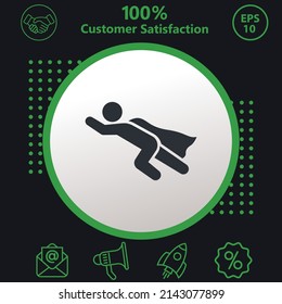 Super hero icon. Background consisting of green and black colors. modern design