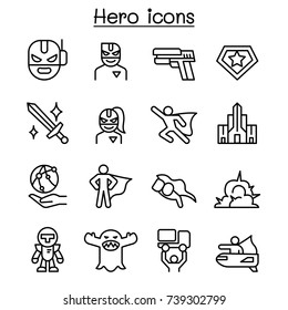 Super Hero Icon Set In Thin Line Style