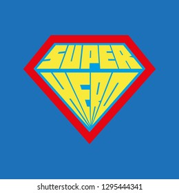 Super hero icon. Superhero logo. Blank super hero badge. Vector illustration on blue background.