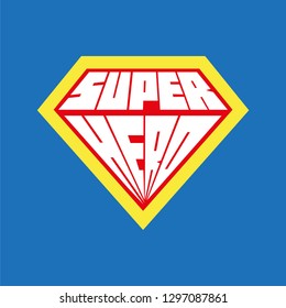 Super hero icon. Superhero logo. Blank super hero badge. Vector illustration on blue background.