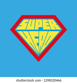 Super hero icon. Superhero logo. Blank super hero badge. Vector illustration on blue background.