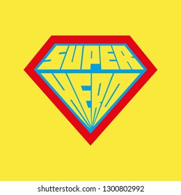 Super Hero Icon. Superhero Logo. Blank Super Hero Badge. Vector Illustration On Yellow Background.