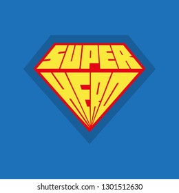 Super hero icon. Superhero logo. Blank super hero badge. Vector illustration on blue background.