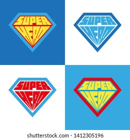 Super hero icon. Superhero logo. Blank super hero badge. Vector illustration on blue background
