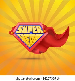 Super hero icon. Superhero logo. Vector illustration on yellow background