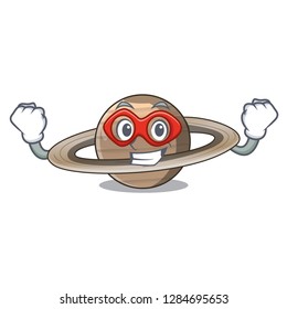 Super hero image of planet saturn in character