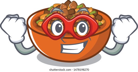 Super hero kung pao chicken in a mascot