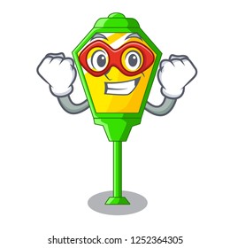 Super hero lamp post in isolated on mascot