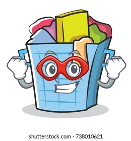 Super hero laundry basket character cartoon