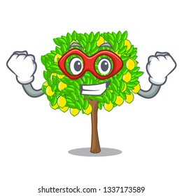 Super hero lemon tree isolated with the mascot