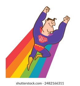 Superheld LGBT mit Regenbogenumhang