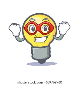 Super hero light bulb character cartoon
