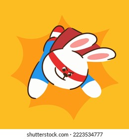 super hero little rabbit great adventure 3 character doodle vector art asset