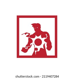 Super hero logo design template. Abstract character. Vector icon. Creative