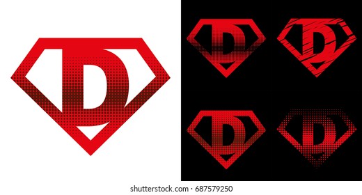 Super hero Logo Letter D Superhero Vector Alphabet