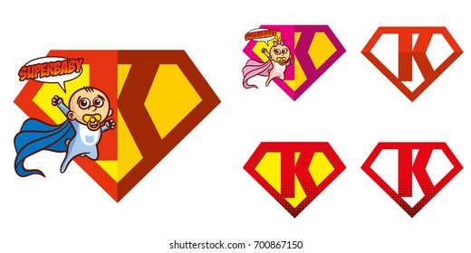 Super hero Logo Letter K Superhero Vector Alphabet