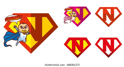 Super hero Logo Letter N Superhero Vector Alphabet