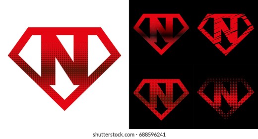 Super hero Logo Letter N Superhero Vector Alphabet