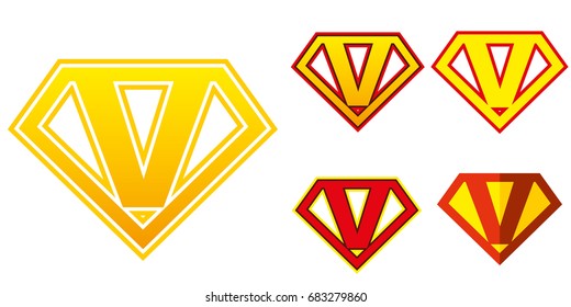 Super hero Logo Letter V Superhero Vector Alphabet