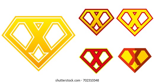 Super hero Logo Letter X Superhero Vector Alphabet