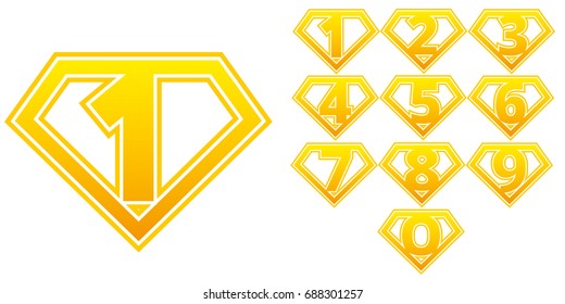 Super hero logo Numbers Superhero Vector Clip Art