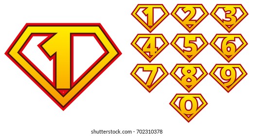 Super hero logo Numbers Superhero Vector Clip Art
