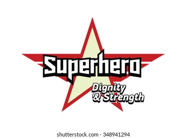 Super hero logotype. Cartoon style star logo. Vector illustration