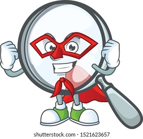 Super hero magnifying glass isolated on white background