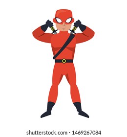 super hero man comic retro with swords cartoon vector illustration graphic design