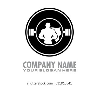 super hero man gym fitness silhouette logo image icon