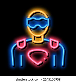 Super Hero Man neon light sign vector. Glowing bright icon Super Hero Man sign. transparent symbol illustration