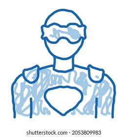 Super Hero Man sketch icon vector. Hand drawn blue doodle line art Super Hero Man sign. isolated symbol illustration