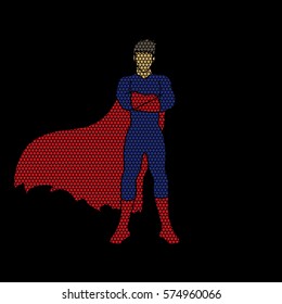 Super hero man standing arms across the chest design using geometric pattern graphic vector.