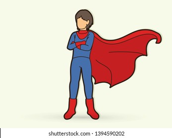 Super Hero Man standing with costume cartoon graphic vector.