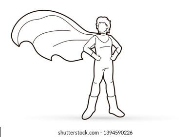 Super Hero Man standing with costume cartoon graphic vector.