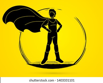 Super Hero Man standing with costume cartoon graphic vector.