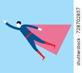 Super hero as a man wearing blue clothes and red cape. Superman Vector illustration.