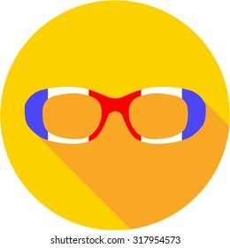 Super hero mask glasses collection. Flat style avatar icon. Colorful illustration. Man and women, retro, aviator, geek, hipster eyeglasses frames in different character colors. 