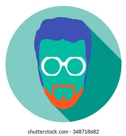 Super hero mask glasses collection. Flat style avatar icon. Colorful vector illustration eps 10. Geek, hipster eyeglasses frames, beard, hairstyles, moustache in different character colors. 