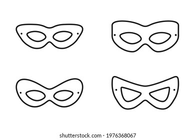 Super hero mask or villian face mask eye mask template in vector set