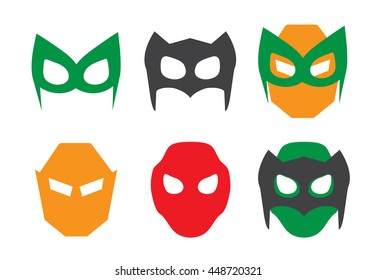 Super hero masks set. Superhero masks for face character in flat style