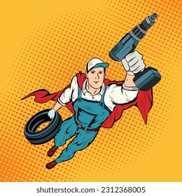 Super Hero mechanic vector, Pop Art Comic Super Hero mechanic Vector Stock Illustration