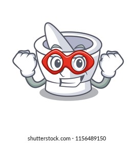 Super hero mortar character cartoon style