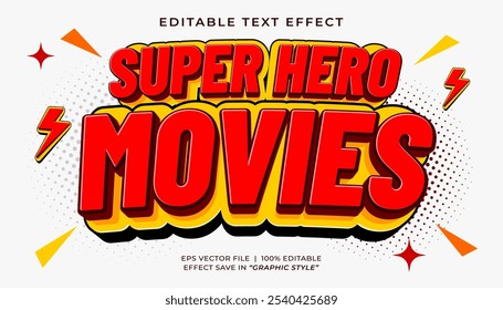 Modelo de efeito de texto editável 3d de filmes de super-heróis