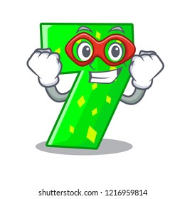 Super hero number seven sign on door cartoon