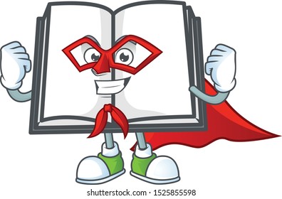 Super hero open book with character mascot style