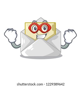 Super hero open envelope greeting posters on character