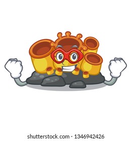 Super hero orange sponge coral isolated with cartoon