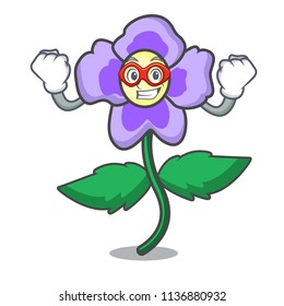 Super hero pansy flower character cartoon