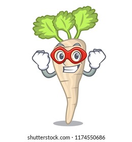 Super hero parsnip isolated on the cartoon style